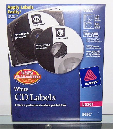 Avery 5692 CD DVD Labels Laser 40 PK White New