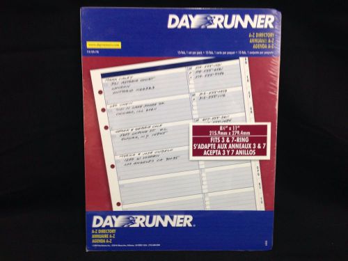 Day Runner Refill A-Z Directory 8 1/2 X 11 409-190 Fits 3 &amp; 7 Ring Binders NIP