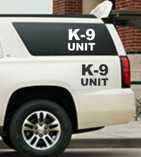 K-9 UNIT DECAL SET Police Dog WHITE &amp; BLACK Sticker k9 Police Car Truck Van SUV