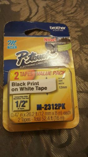 2 pack Brother M231 P-Touch Label Tape Ptouch ORIGINAL NIB 1/2&#034; M-231 M-2312PK