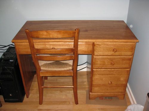 Mill Stores Hardwood Four Drawer Desk Matching Chair Exc cond