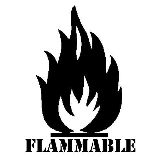 FLAMMABLE FIRE Large label adhesive warning mailing sticky sticker 61x50mm