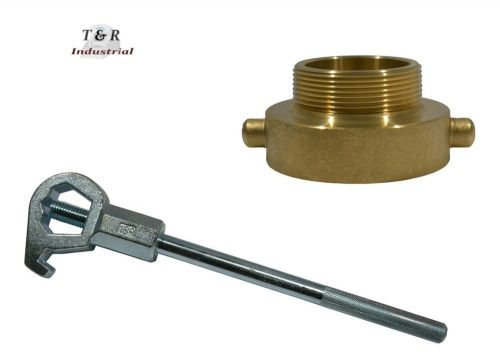 Fire hydrant adapter combo 2-1/2&#034; nst(f) x 2&#034; npt(m) w/ hd hydrant wrench for sale