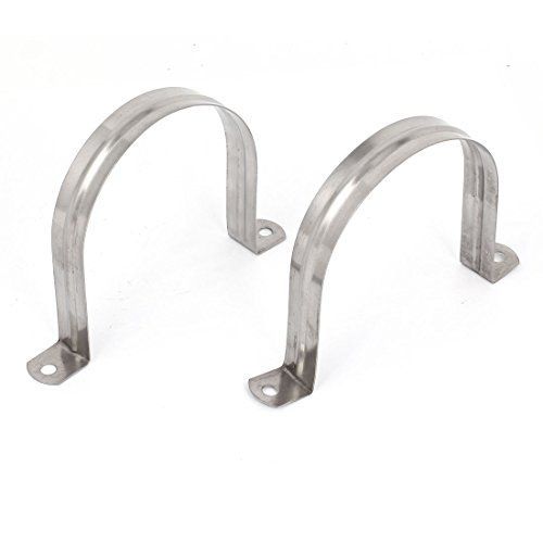 Uxcell? 90mm high 304 stainless steel pipe strap clips fastener holder 2pcs for sale