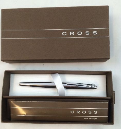 Cross Pure Chrome Fountain Pen 886-2MS Cap &amp; Barrel + Two Ink Cartridges In Box