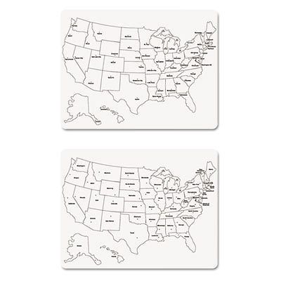 Two-Sided U.S. Map Whiteboard, 24 x 18, Sold as 1 Package
