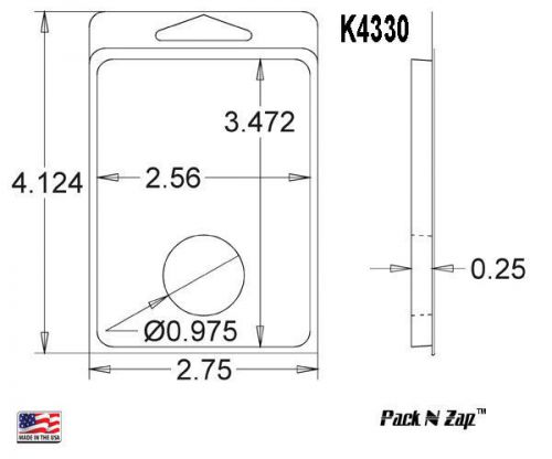 K4330: 975 - 4&#034;H x 3&#034;W x 0.5&#034;D Clamshell Packaging Clear Plastic Blister Pack