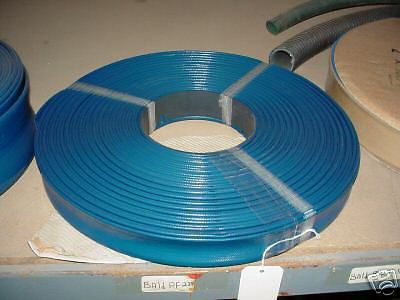BLUE PVC LAY FLAT DISCHARGE HOSE 1-1/2&#034; ID X 300&#039;