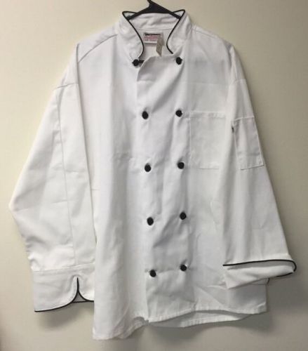 Uncommon Threads 408 White Black Knot Buttons Chef Jacket L Large New NWT