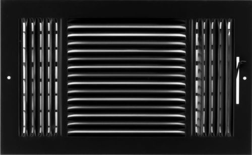 14w&#034; x 8h&#034; fixed stamp 3-way air supply diffuser, hvac duct cover grille black for sale