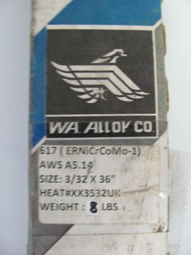 Wa alloy 8 pounds 617 ernicrcomo-1 3/32&#034; x 36&#034; tig welding rods washington molly for sale