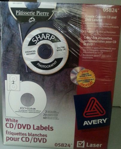 Labels CD/DVD AVERY  White 40 Labels/Package