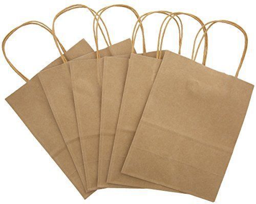 Brown Kraft Bag W/band - Medium Brown Gift Bag - 12ct