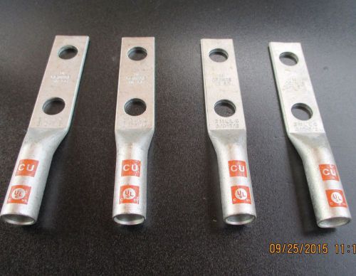 4 Morris Copper Long Barrel 2 Hole Compression Lugs - 94362 2MMLC 3/0-1/2 Orange