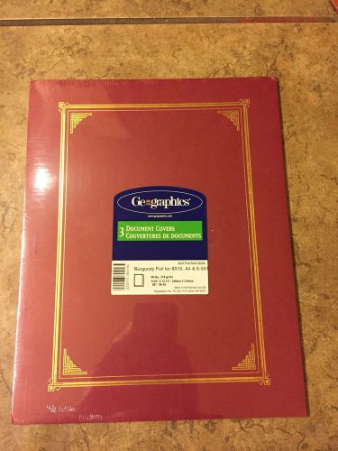 Geographics Certificate/Document Cover, 12 1/2 x 9 3/4, Burgundy W/gold 3/pack