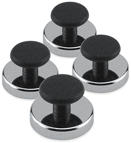 Master Magnetics Round Base Magnet Fastener with Knob,Chrome,1.43&#034; 4-pack
