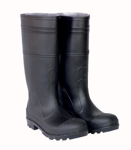 CLC Rain Wear R24009 Over the Sock Black PVC Rain Boot, With Steel Toe, Size 12