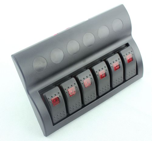 6 Gang Car Boat Rocker Switch Panel DC12V With LED Indicator Overload Protected