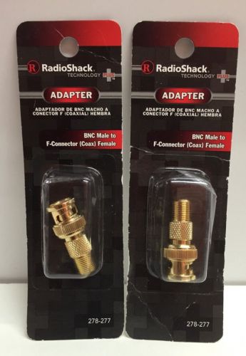 2 RadioShack Gold Plated BNC Male to F-Connector Coax Female Adapter # 278 277
