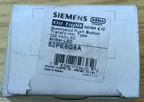 SIEMENS 52PE6G9A Illuminated Push Button Transformer Type 120V AC Amber LED