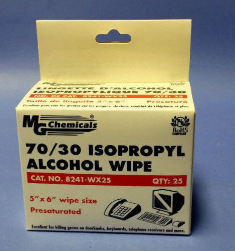 MG Chemicals 8241-WX25 - 70/30 Isopropyl Alcohol Wipe pk of 25