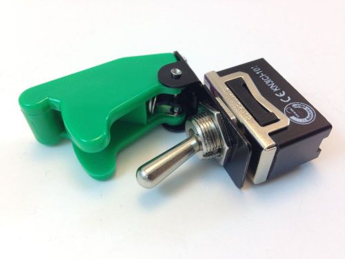 On/off spst 2p toggle switch spade term w/cover green 20a 125v #661901/665013 for sale