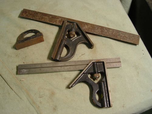 Estate Lot Of 2 Old Vintage Machinist Level Square Tools Lufkin B &amp; S Co Boston