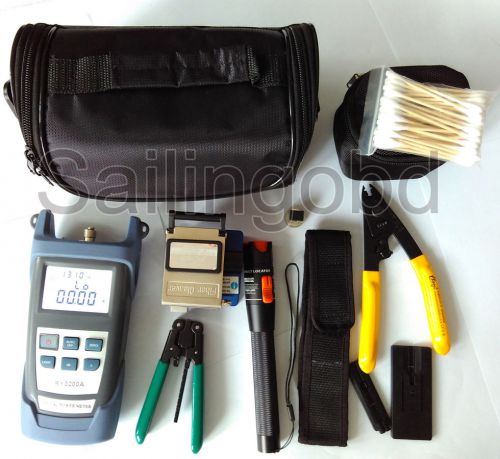 Ftth tool kit fc-6s fiber cleaver optical power meter 10mw visual fault locator for sale