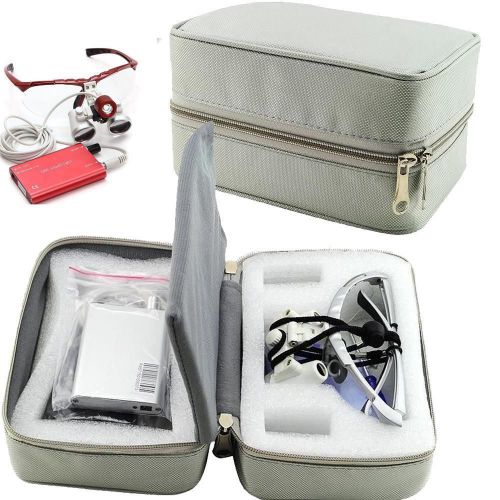 Carrying Zipper Cloth Bag Box Carry Case f Dental loupes LED Head Light- Silver