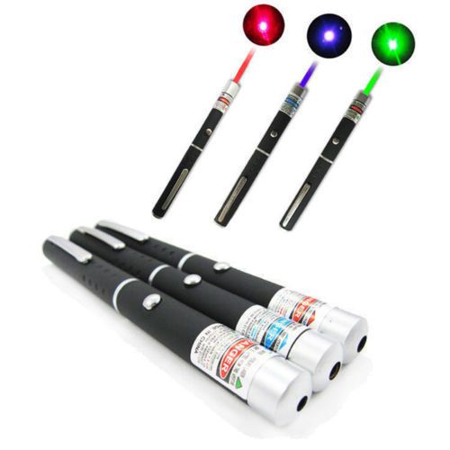 NEW 3PCS Green + Blue Violet + Red Light Beam Powerful 5MW Laser Pointer Pen