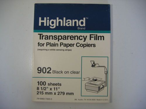 Highland 902 Transparency Film for Plain Paper Copiers NOS