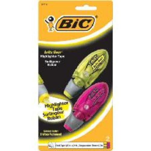 Bic brite liner highlighter tape dispenser 2 pack assorted for sale