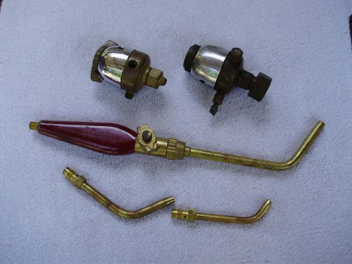 Vintage prest-o-lite 401 torch, pol 2,3,5 tips &amp; 2 regulators for sale