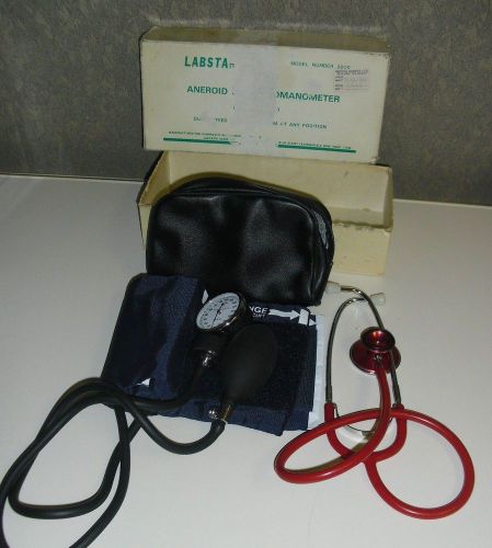 Medline Sphygmomanometer Blood Pressure Cuff W/Carry Case and Red Stethoscope