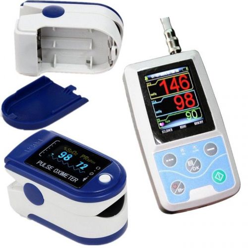 Color lcd ambulatory blood pressure monitor 24h pulse blue spo2 oximeter 3cuffs for sale