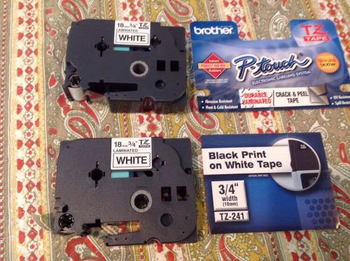 2 Brother TZ-241 P-Touch Electronic Labeling Tape Refill 3/4&#034; White Opened