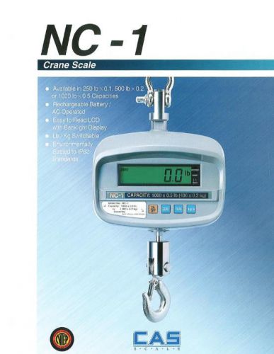 Cas nc-1 heavy duty crane scale 1000x 0.5 lb,ntep,legal for trade,weather proof for sale
