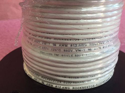 12awg gauge stranded hook up wire white 100 ft    600 volts type ul3271 65/30 for sale