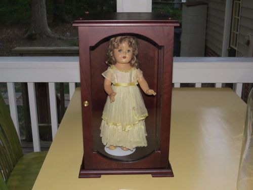 Trophy doll wood &amp; glass display case with door 19 1/2&#034; tall - doll not included for sale