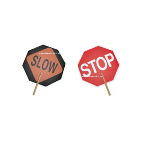 PADDLE SIGN -STOP ONE SIDE SLOW THE OTHER SIDE - DOUBLE SIDED - 10 &#034; HANDLE