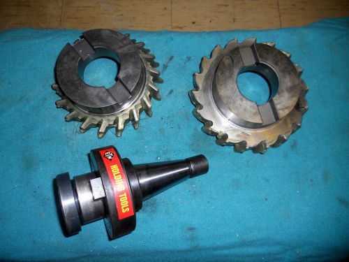 2&#034; etm shell mill holder, #40 nmtb shank + (2) hss 6&#034; cutters for sale