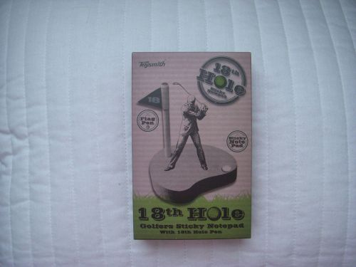 NEW-18th Hole Golfers Sticky Notepad &amp; Pen Set / GREAT GIFT SET IN BOX!