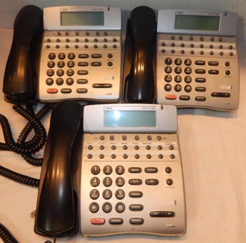 Lot of 3 - nec dterm ip conference phones with handsets ~ itr-16d-3(bk)tel for sale