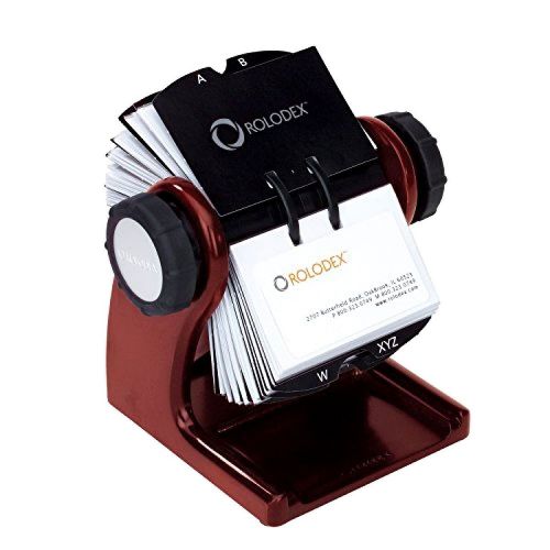 Rolodex Wood Tones Collection Open Rotary Business Card File 400-Card Mahogany