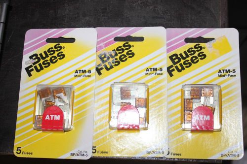 (3) bussmann mini bp/atm-5 fuse - 3-packs of 5 for sale
