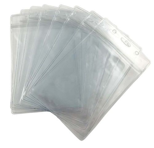 Fushing Pack of 100 Clear Plastic Vertical Badge Holders, Name Tag Holders
