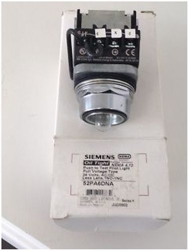 Siemens 52PA6DNA Push to Test Pilot Light, 24V AC/DC, Less Lens, 1NO-1NC.