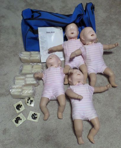 Laerdal baby anne cpr infant mannequins w/ carrying bag emt cpr training 4 dolls for sale