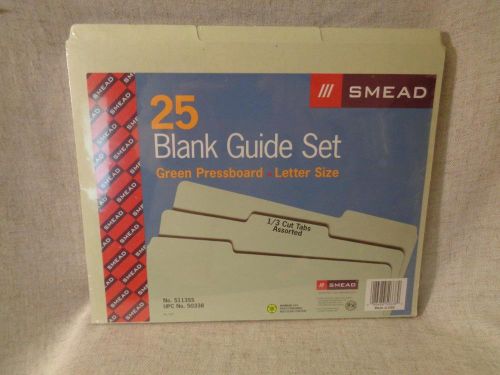 blank file guide set letter size SMEAD Green pressboard 1/3 cut NIP  USA