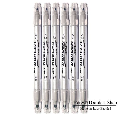 Java Duplex Twin Mild Fluorescent Highlighter Pen Marker - Mild Gray - 6  Pcs
